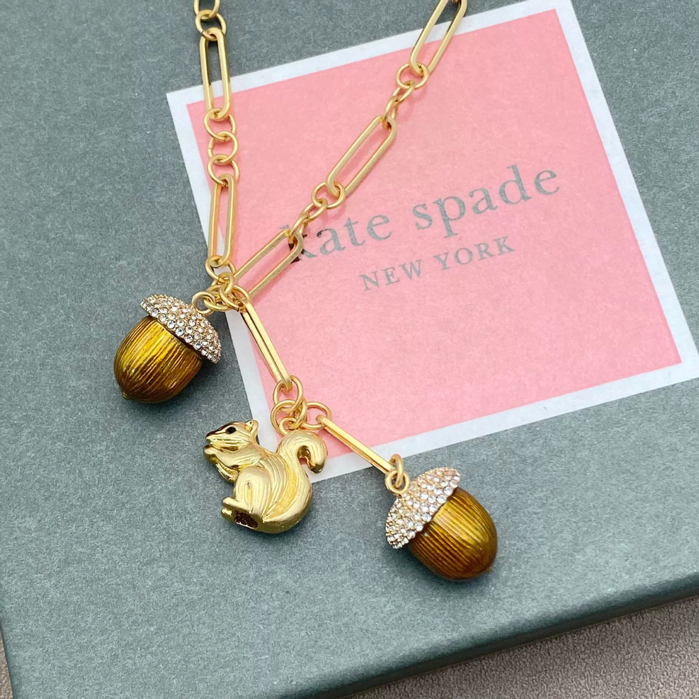 kate spade Rhinestone Pinecone Pearl Squirrel Metal Necklace Bracelet